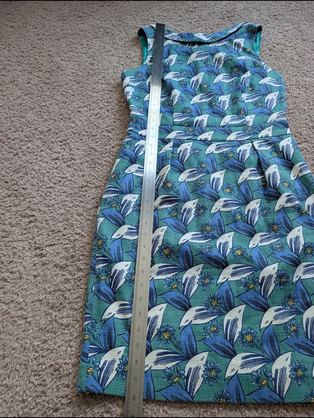 Boden Womens Blue Green Martha Sleeveless Floral Printed Sheath Midi Dress 8R - Picture 13 of 13